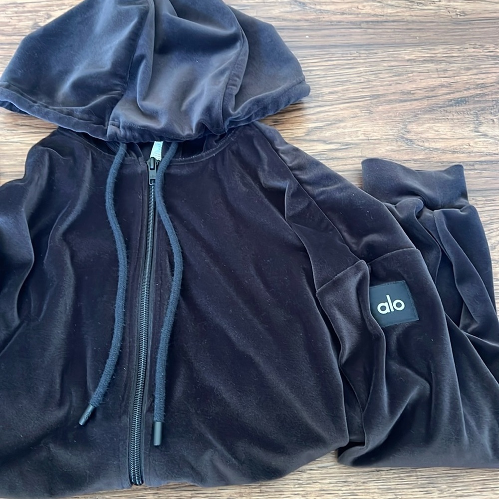 Alo velour glimmer full zip hoodie